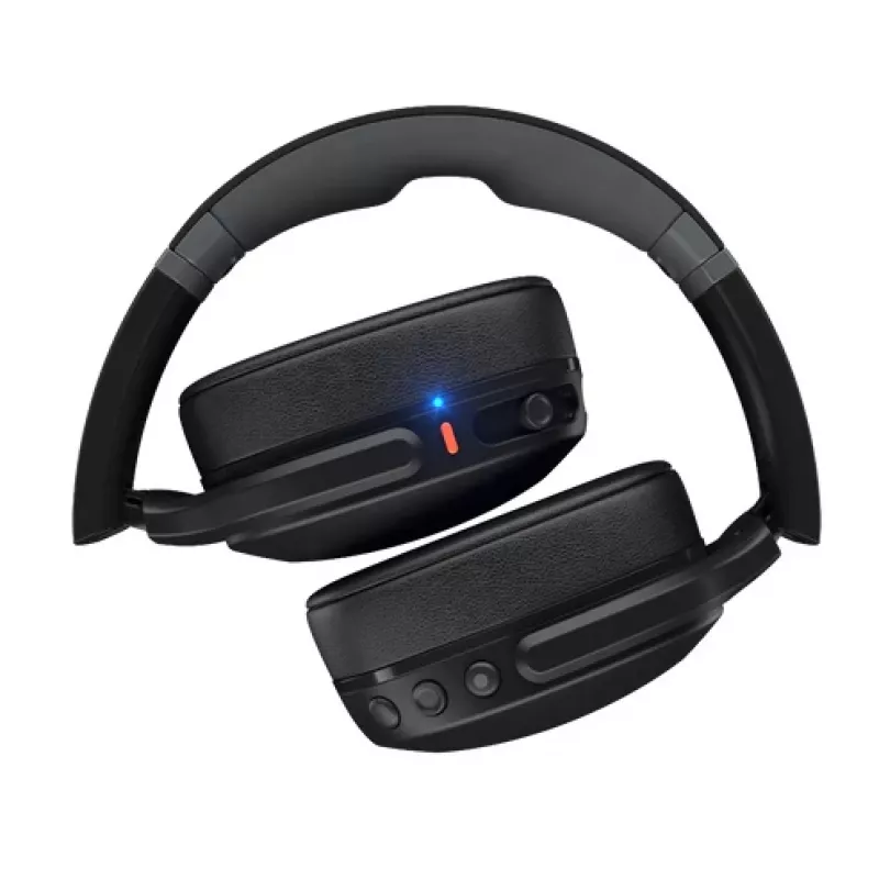 Ausinės Skullcandy Crusher Evo – belaidės ir laidinės, ausinės ant galvos, Bluetooth 5.0, 40 h baterija, USB-C, 3,5 mm, sulankstomos, juodos