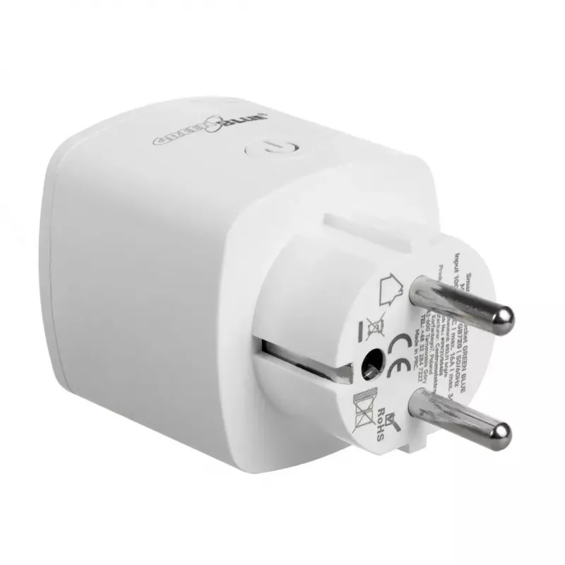 Nuotolinio valdymo Wi‑Fi kištukinis lizdas GreenBlue GB720F, F tipo kištukas, maks. apkrova 2x16 A (3680 W), baltas