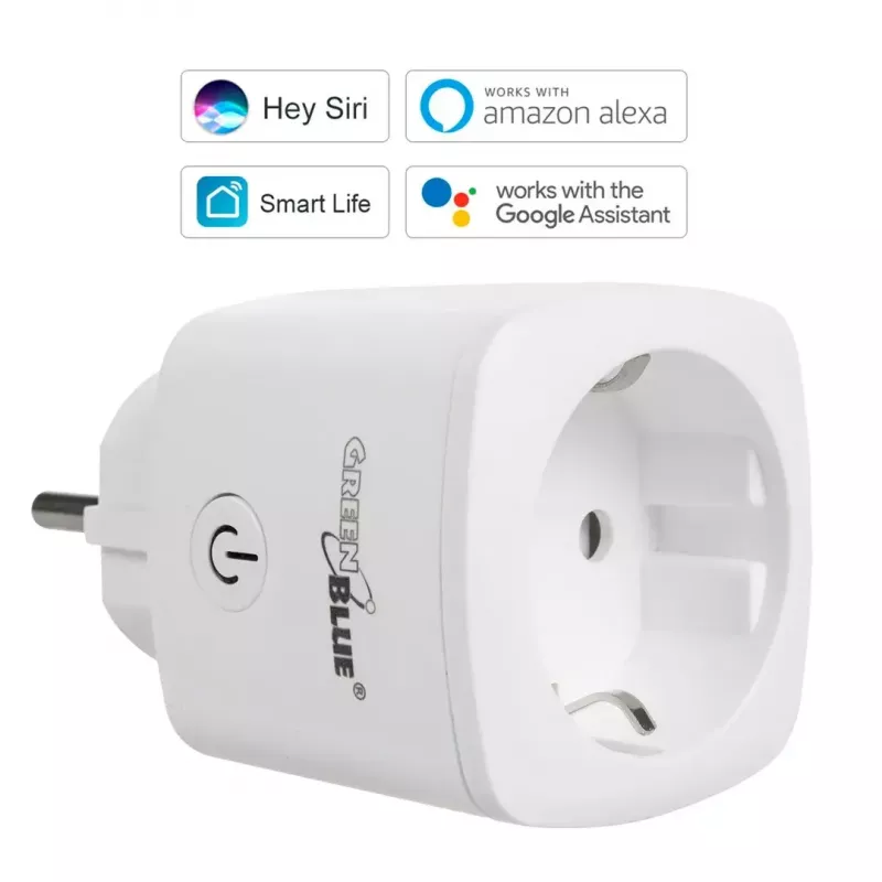 Nuotolinio valdymo Wi‑Fi kištukinis lizdas GreenBlue GB720F, F tipo kištukas, maks. apkrova 2x16 A (3680 W), baltas