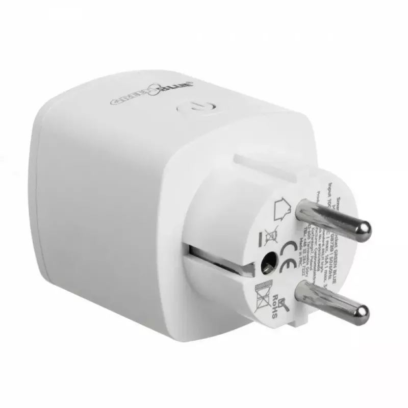 Nuotolinio valdymo Wi‑Fi kištukinis lizdas GreenBlue GB720F, F tipo kištukas, maks. apkrova 2x16 A (3680 W), baltas