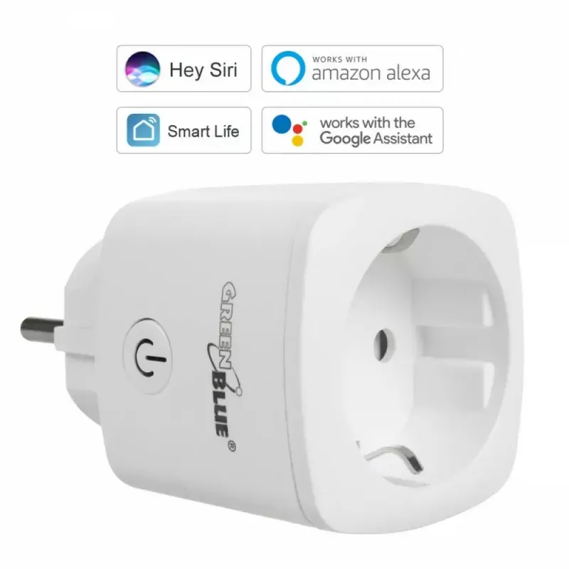 Nuotolinio valdymo Wi‑Fi kištukinis lizdas GreenBlue GB720F, F tipo kištukas, maks. apkrova 2x16 A (3680 W), baltas