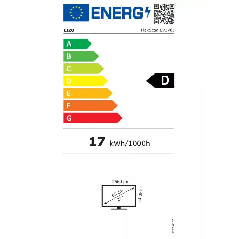 EIZO FlexScan EV2781-WT monitor 68,6 cm (27 colių) 2560 x 1440 pikseliai Quad HD baltas