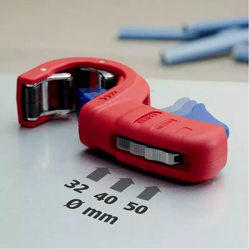 Vamzdžių pjaustytuvas Knipex 90 23 01 BK plieninis peilis, plastikinė rankena, 165 mm
