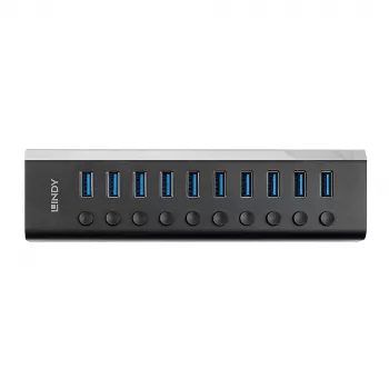 Lindy 10 portų USB 3.0 šakotuvas su įjungimo/išjungimo mygtukais