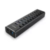 Lindy 10 portų USB 3.0 šakotuvas su įjungimo/išjungimo mygtukais