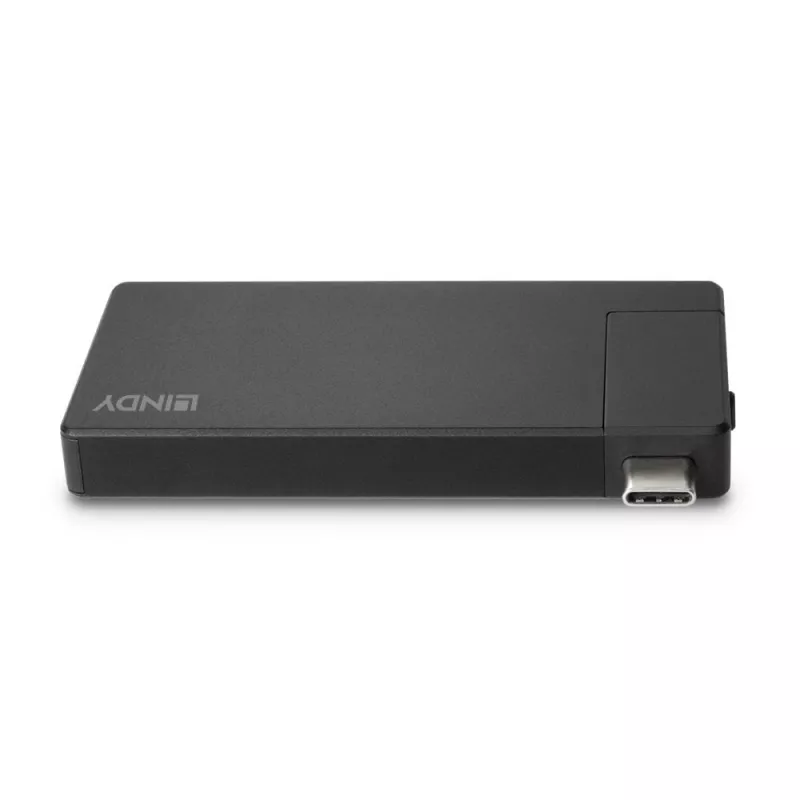 Lindy DST-Micro, USB-C nešiojamojo kompiuterio mikro dokas su 4K palaikymu ir 100W įkrovimo perdavimu