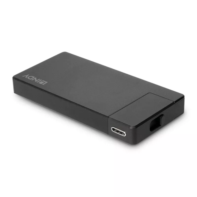 Lindy DST-Micro, USB-C nešiojamojo kompiuterio mikro dokas su 4K palaikymu ir 100W įkrovimo perdavimu