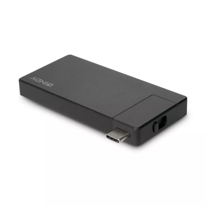 Lindy DST-Micro, USB-C nešiojamojo kompiuterio mikro dokas su 4K palaikymu ir 100W įkrovimo perdavimu