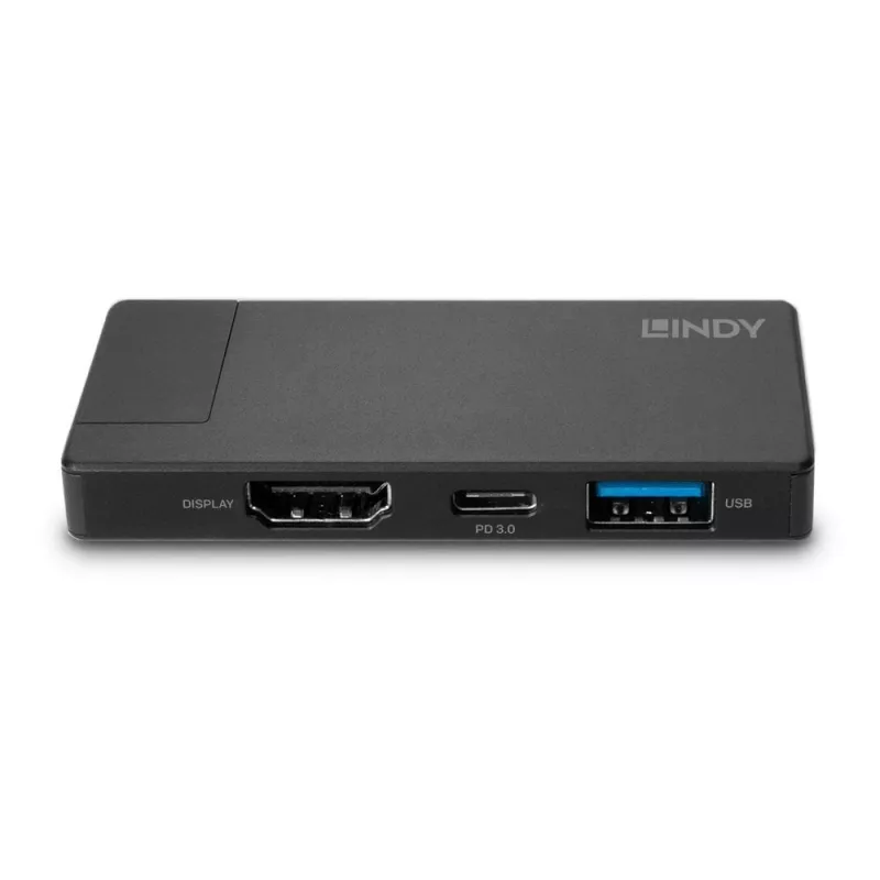 Lindy DST-Micro, USB-C nešiojamojo kompiuterio mikro dokas su 4K palaikymu ir 100W įkrovimo perdavimu
