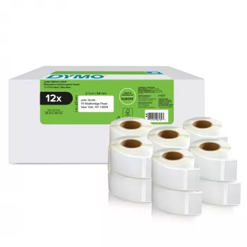 DYMO 2177563 lipnios etiketės grąžinimo adresams | 25 mm x 54 mm | 12 ritinėlių po 500 etikečių (6000 vnt.) | savaime lipnios | LabelWriter spausdintuvams