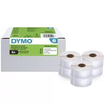 DYMO Originalios LabelWriter kelių paskirčių etiketės 32mm x 57mm, 6 ritinėliai po 1000 lengvai nuplėšiamų etikečių (6000 vnt.), lipnios, LabelWriter etikečių spausdintuvams