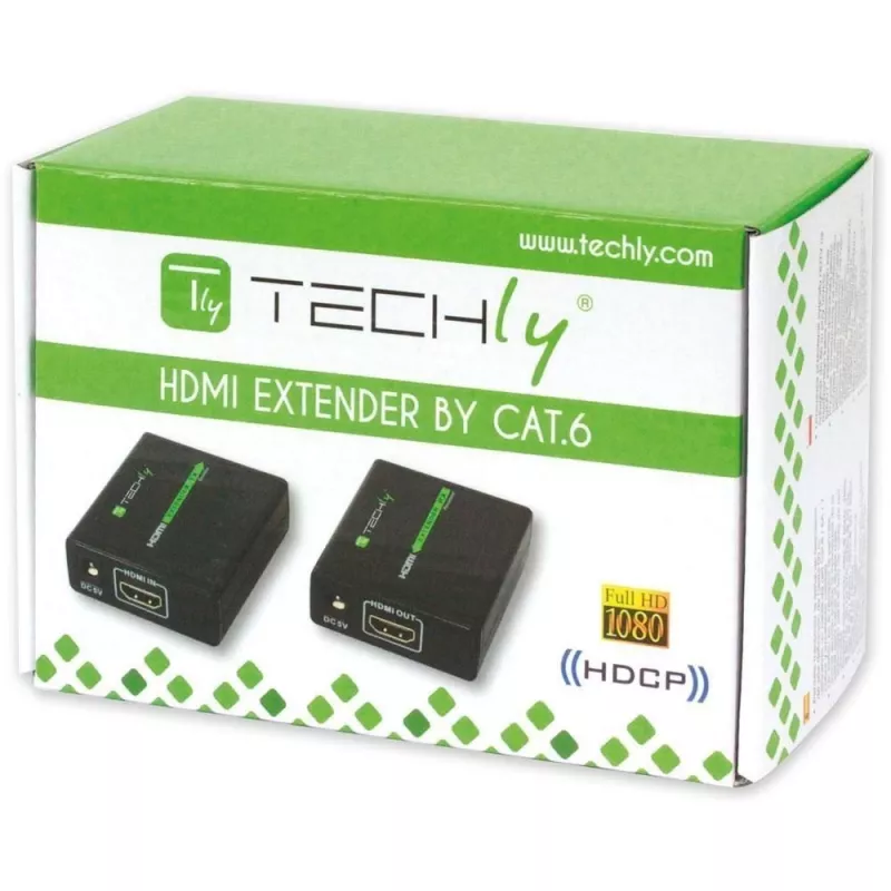 AV siųstuvas-imtuvas TECHLY IDATA EXT-E70 – HDMI per Cat6/6a/7, Full HD 1920x1080, 60 m, 10.2 Gbit/s, HDCP, juoda