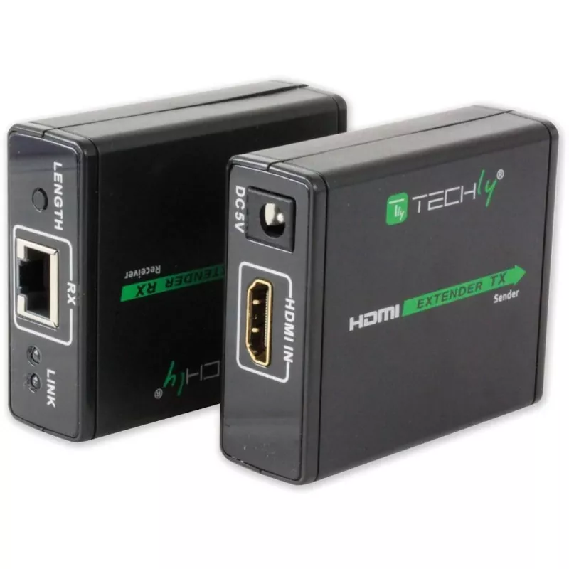 AV siųstuvas-imtuvas TECHLY IDATA EXT-E70 – HDMI per Cat6/6a/7, Full HD 1920x1080, 60 m, 10.2 Gbit/s, HDCP, juoda