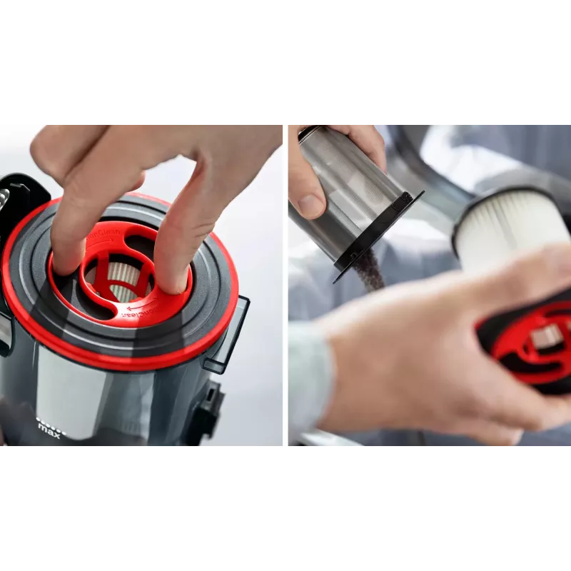 Bosch BBS711ANM belaidis dulkių siurblys / elektrinis šepetys, baterija, be maišelio, 0,3 l, juoda, raudona, nerūdijantis plienas