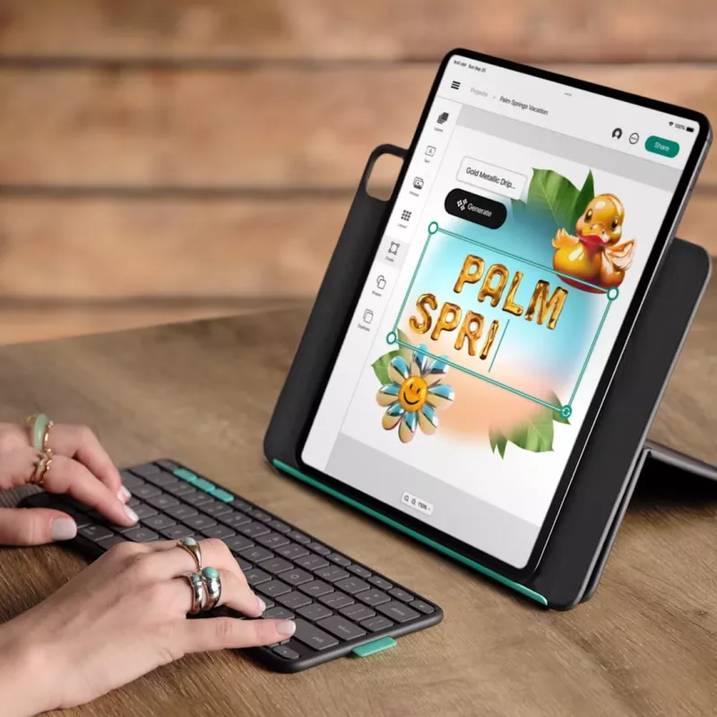 LOGITECH Flip Folio Graphite – apsauginis dėklas iPad Pro 13 colių (M4) ir iPad Air 13 colių (M2 ir M3) Qwerty UK