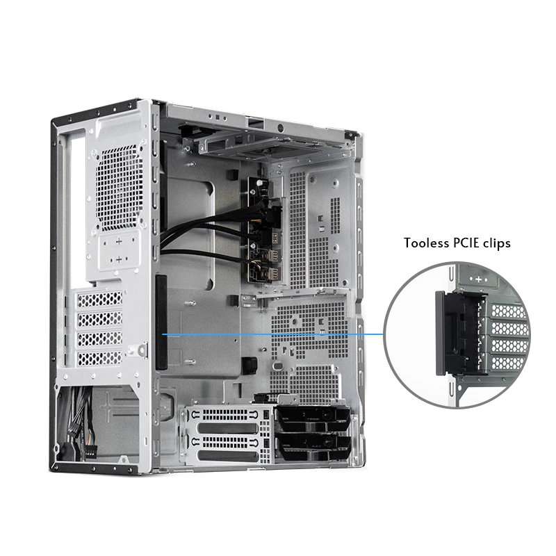 Chieftec BS-20B-OP Mini Tower PC korpusas, microATX/Mini-ITX, be maitinimo bloko, 2x 3,5″, 2x 2,5″, 1x 5,25″ skyriai, maks. vaizdo plokštė 270 mm, USB-C, 90 mm ventiliatorius, juodas