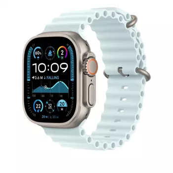 APPLE 49 mm Ice Blue Ocean Band prailginimas – natūralaus titano apdaila