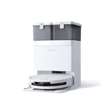 Robotinis dulkių siurblys Ecovacs Deebot T50 Pro Omni – 185 min veikimo laikas, 6400 mAh baterija, 3 L bazės dulkių talpa, D-ToF lidar navigacija, šlapias valymas, 9 mm įveikimas
