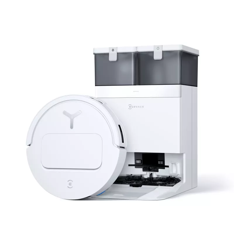 Robotinis dulkių siurblys Ecovacs Deebot T50 Pro Omni – 185 min veikimo laikas, 6400 mAh baterija, 3 L bazės dulkių talpa, D-ToF lidar navigacija, šlapias valymas, 9 mm įveikimas