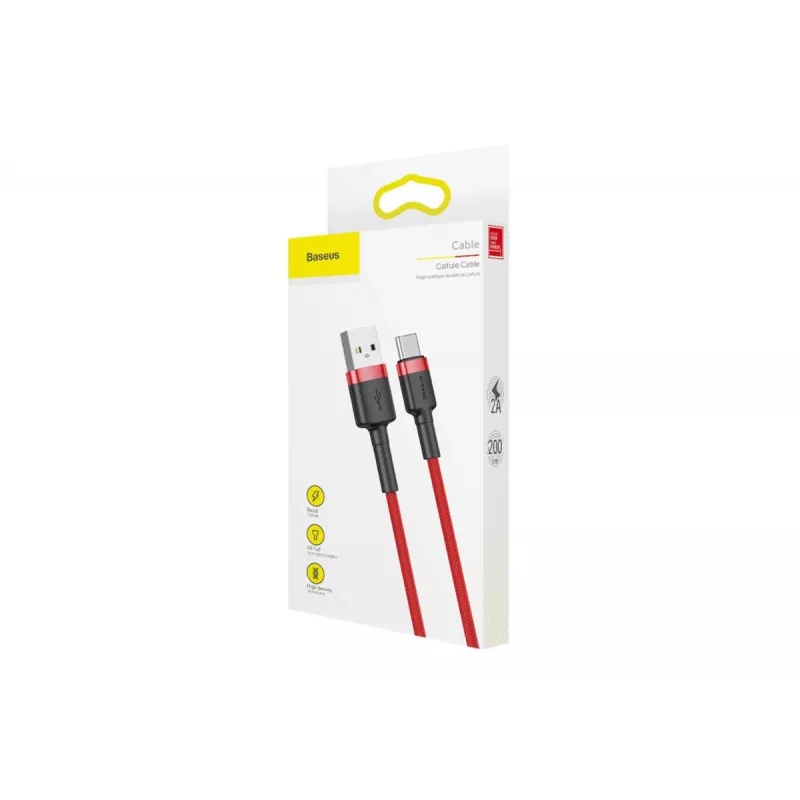 BASEUS CATKLF-C09 Cafule pynė USB-A į USB-C 2A 2m raudona