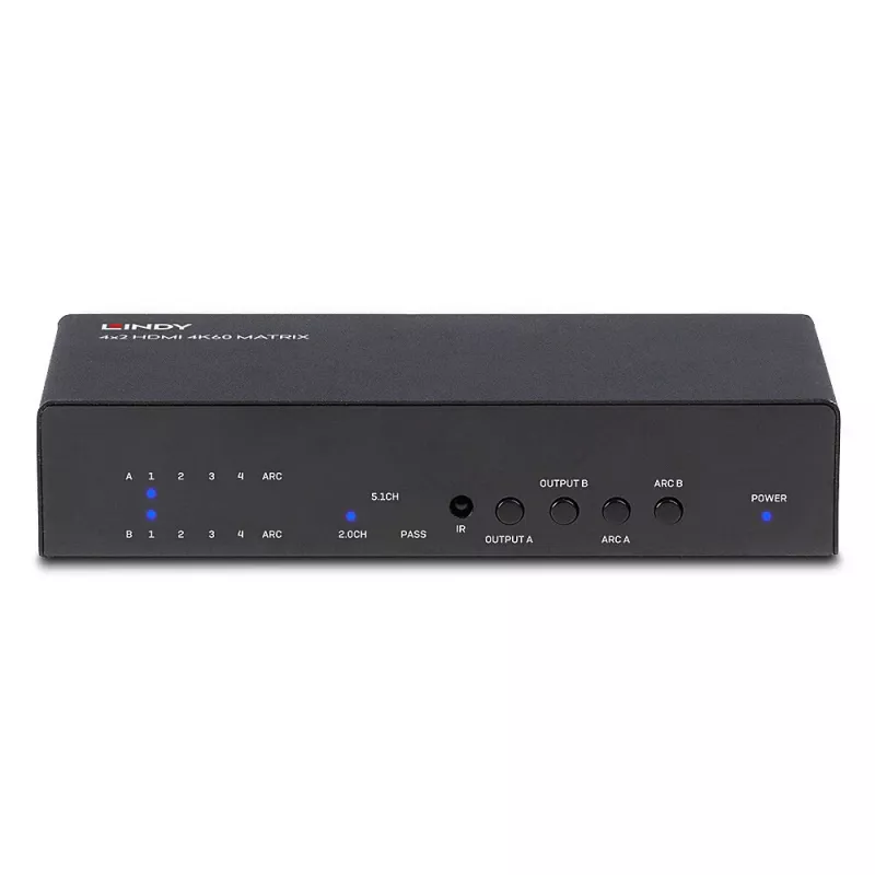 AV matricinis jungiklis Lindy 4x2 HDMI 4K60 matrica