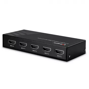 Lindy 5 prievadų HDMI 18G jungiklis, metalinis, juodas