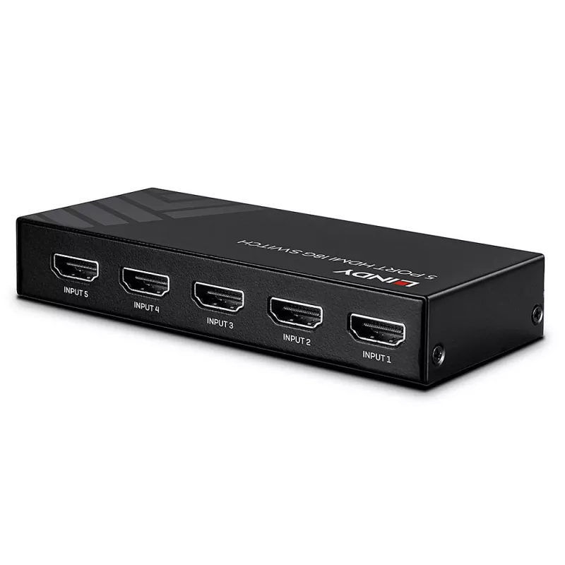 Lindy 5 prievadų HDMI 18G jungiklis, metalinis, juodas