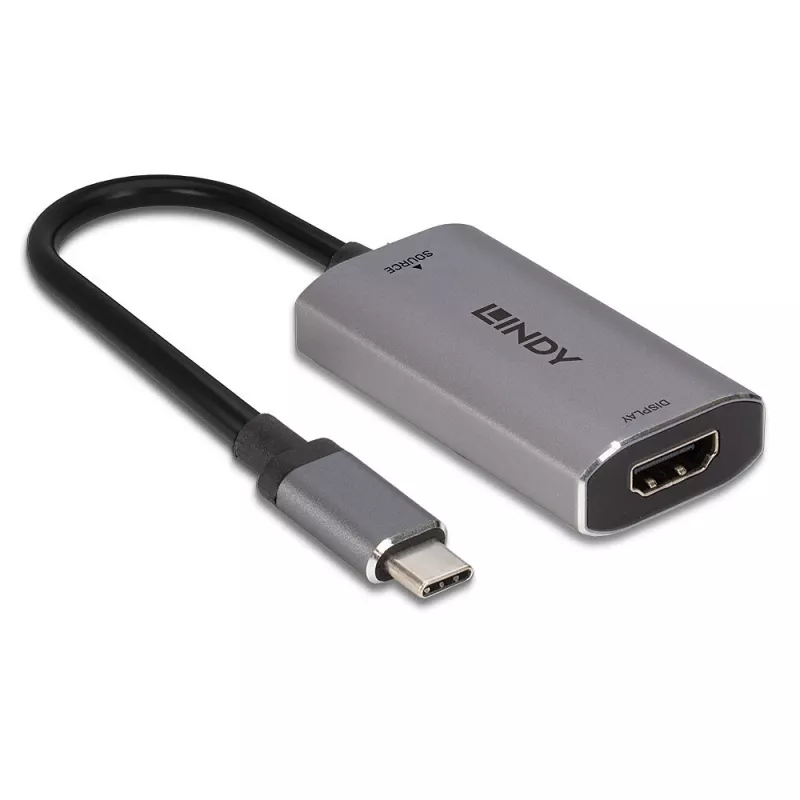 Lindy USB Type C į HDMI 8K60 keitiklis, 0,11 m, USB Type-C, HDMI, vyriškas, moteriškas, tiesus
