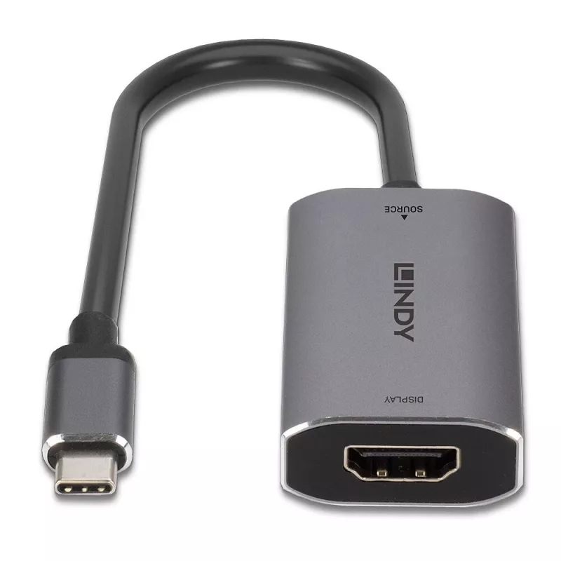 Lindy USB Type C į HDMI 8K60 keitiklis, 0,11 m, USB Type-C, HDMI, vyriškas, moteriškas, tiesus
