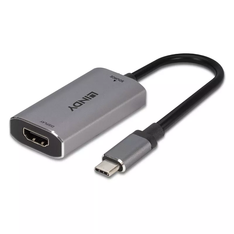 Lindy USB Type C į HDMI 8K60 keitiklis, 0,11 m, USB Type-C, HDMI, vyriškas, moteriškas, tiesus