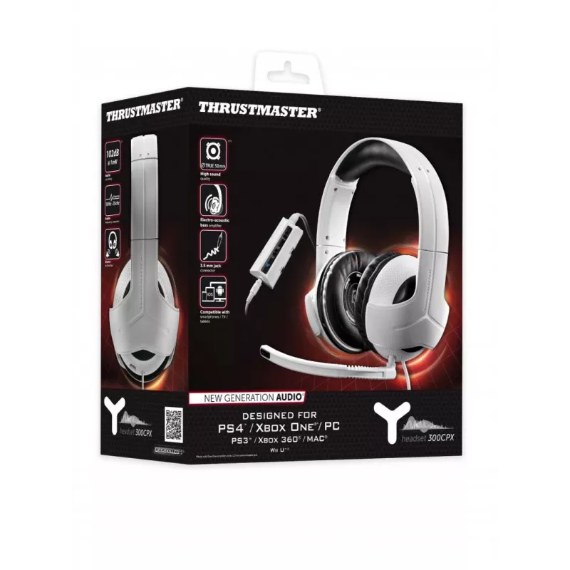 Ausinės Thrustmaster Y-300CPX, laidinės, ant galvos, žaidimams, baltos
