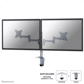 Neomounts FPMA-D1330DSILVER Monitoro ranka 10-27 col., Spaustuvas/Prakišimas, 9 kg, 25,4 cm (10 col.), 68,6 cm (27 col.), 100 x 100 mm, Sidabrinė