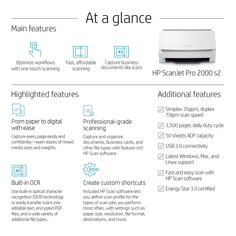 HP Scanjet Pro 2000 s2 lakštinis skaitytuvas