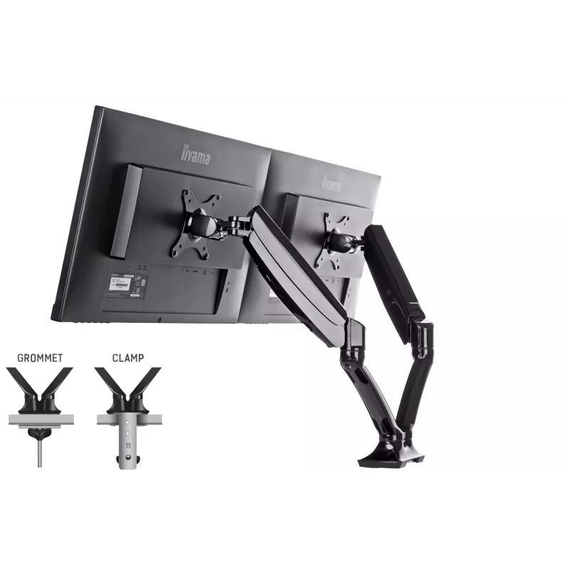 IIyama DS3002C-B1 dviejų monitorių laikiklis / stovas 68.6 cm (27 col.) stalas Juoda