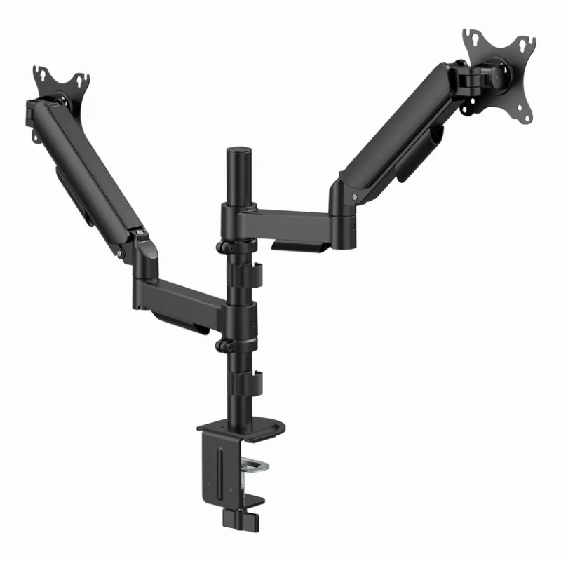 Gembird MA-DA2P-02 laikiklis dviem monitoriams ant stalo, iki 81,3 cm (32 col.), VESA 75x75–100x100, max 9 kg vienam, spaustuvas/įvorė, juodas