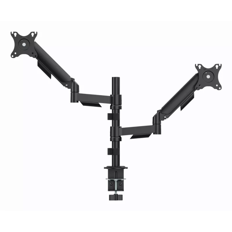 Gembird MA-DA2P-02 laikiklis dviem monitoriams ant stalo, iki 81,3 cm (32 col.), VESA 75x75–100x100, max 9 kg vienam, spaustuvas/įvorė, juodas