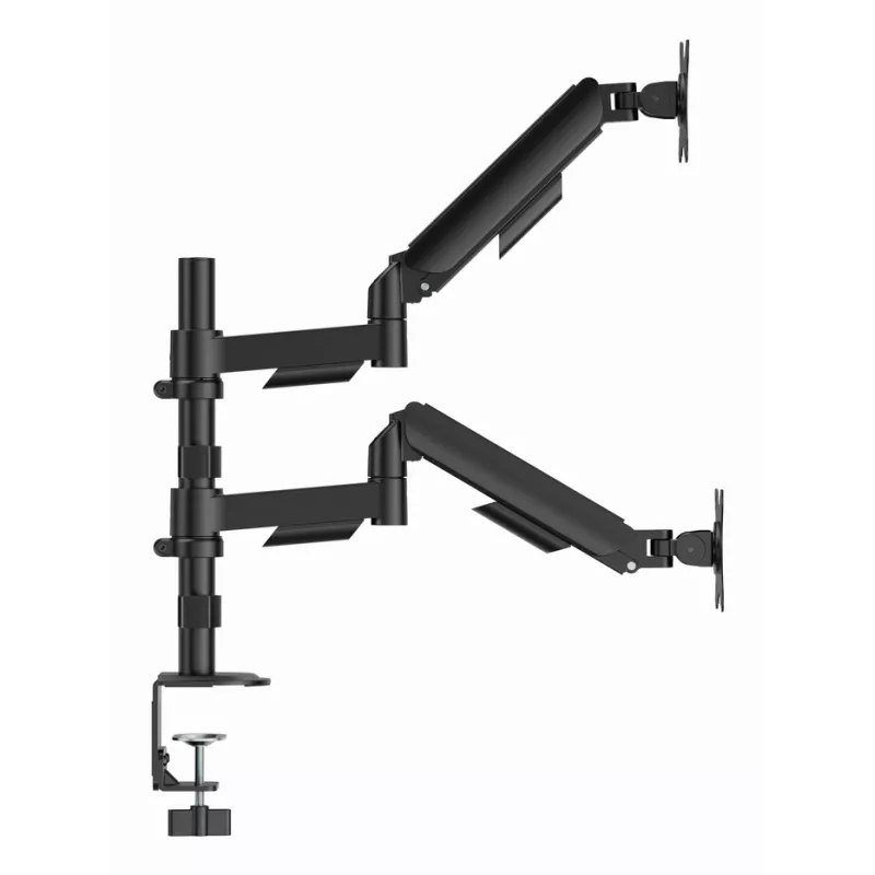 Gembird MA-DA2P-02 laikiklis dviem monitoriams ant stalo, iki 81,3 cm (32 col.), VESA 75x75–100x100, max 9 kg vienam, spaustuvas/įvorė, juodas