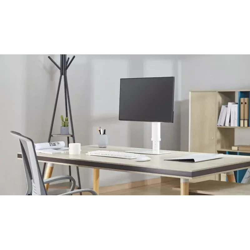 Monitoro stovas GEMBIRD MS-D1ST-02 – reguliuojamas aukštis, 17–32 colių, 8 kg, VESA 75×75–100×100, juodas
