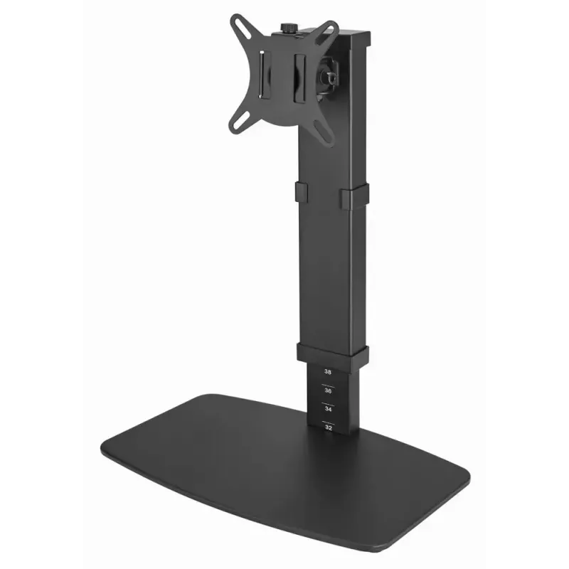 Monitoro stovas GEMBIRD MS-D1ST-02 – reguliuojamas aukštis, 17–32 colių, 8 kg, VESA 75×75–100×100, juodas