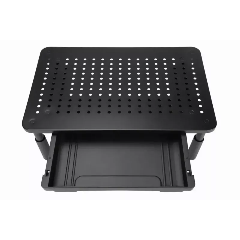 Monitoro stovas GEMBIRD MS-TABLE-D-01 – reguliuojamo aukščio pakyla su stalčiumi, plieninis, 140 mm aukštis, iki 20 kg