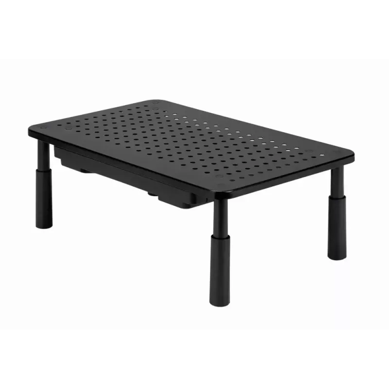 Monitoro stovas GEMBIRD MS-TABLE-D-01 – reguliuojamo aukščio pakyla su stalčiumi, plieninis, 140 mm aukštis, iki 20 kg