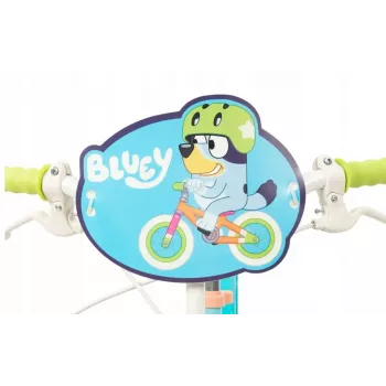 Vaikiškas dviratis Toimsa Bluey 12 colių – mėlynai žalias, priekiniai ir galiniai stabdžiai, šoniniai ratukai