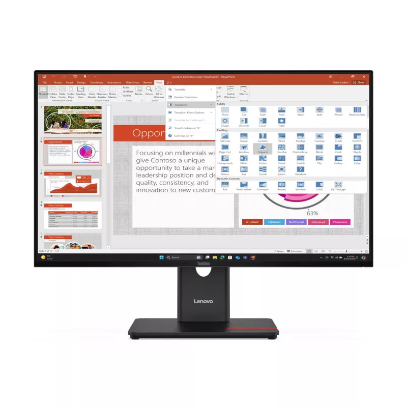 Monitorius Lenovo ThinkVision T27-40 27 colių Full HD IPS LED 1920x1080, 300 cd/m², 120 Hz, USB hub, VESA