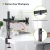 Monitorų laikiklis TECHLY ICA-LCD-382-D dviems ekranams, tvirtinimas spaustuku, iki 27 colių, 20 kg, VESA 75x75–100x100, juodas