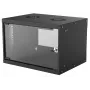 Sieninis tinklo stovas INTELLINET 714143 — 6U 19 colių, 540×400×353 mm, cinkuotas plienas, stiklinės durys, IP20, max 50 kg