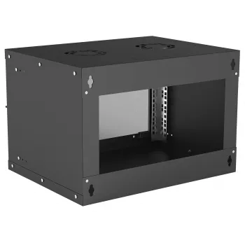 Sieninis tinklo stovas INTELLINET 714143 — 6U 19 colių, 540×400×353 mm, cinkuotas plienas, stiklinės durys, IP20, max 50 kg