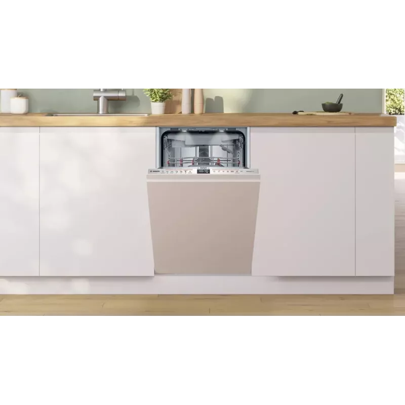Indaplovė įmontuojama Bosch Serie 6 SPV6EMX09E, siaura 45 cm, 10 komplektų, 6 programos, 44 dB, energijos klasė B