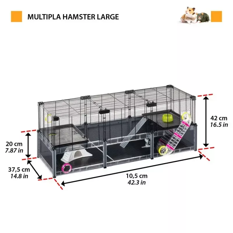 Narvelis graužikams FERPLAST Multipla didelis 107,5×37,5×42 cm, metalinis, juodas