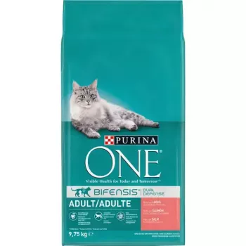 Sausas kačių ėdalas Purina Nestlé PURINA One 12430964, suaugusioms katėms, lašiša, 9,75 kg, baltymai 34%, riebalai 14%