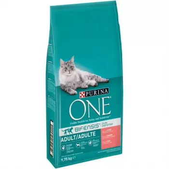 Sausas kačių ėdalas Purina Nestlé PURINA One 12430964, suaugusioms katėms, lašiša, 9,75 kg, baltymai 34%, riebalai 14%